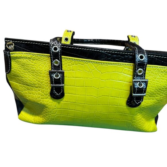 Cecconi Italian Leather bag.  Green and Black.  Preowned. Medium - Picture 5 of 9